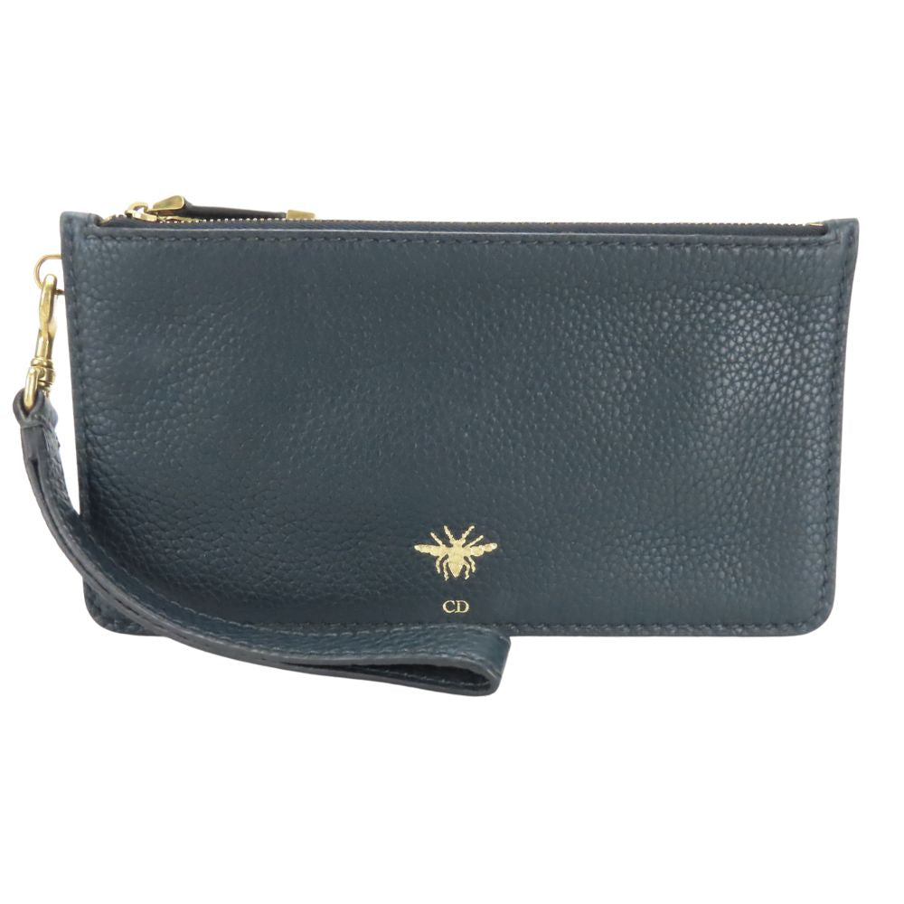 Christian Dior Pouch Leather Navy Type Women