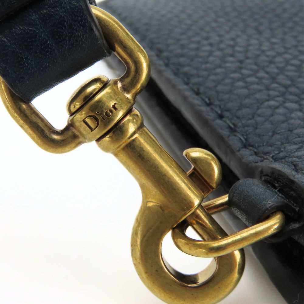 Christian Dior Pouch Leather Navy Type Women