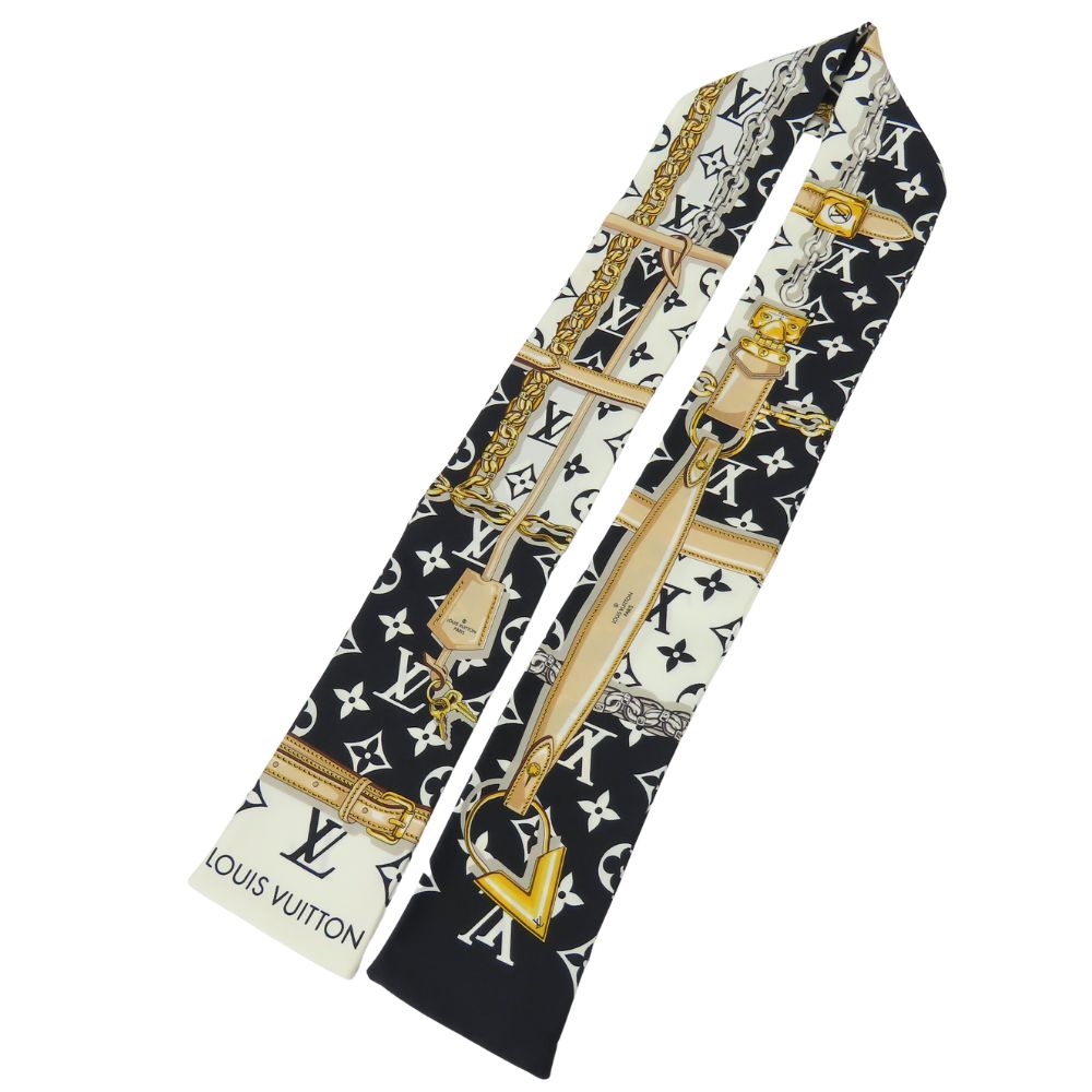 Louis Vuitton Scarf M78656 Silk Noir Bando Monogram Confidential