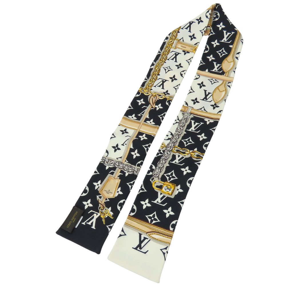 Louis Vuitton Scarf M78656 Silk Noir Bando Monogram Confidential
