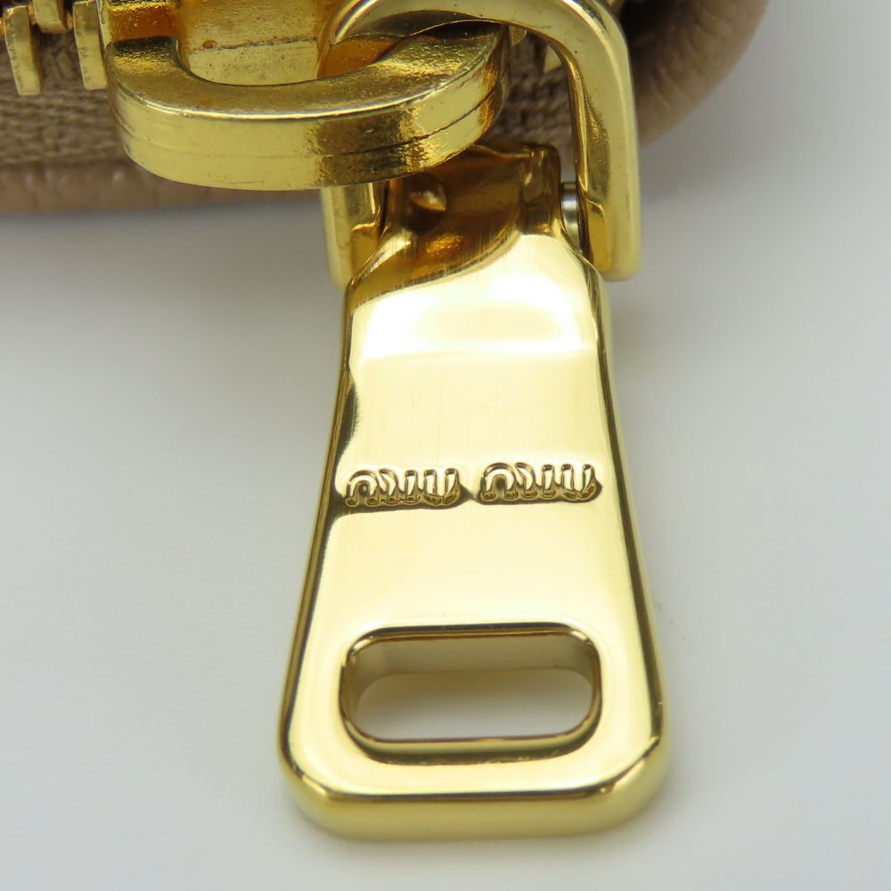 Miumiu Long Wallet Purse 5M0506 Leather Beige Zip Around Women