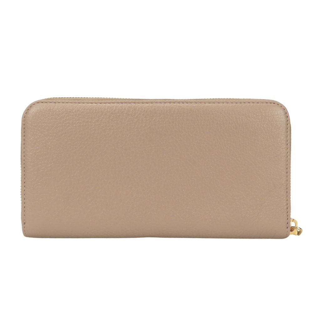 Miumiu Long Wallet Purse 5M0506 Leather Beige Zip Around Women