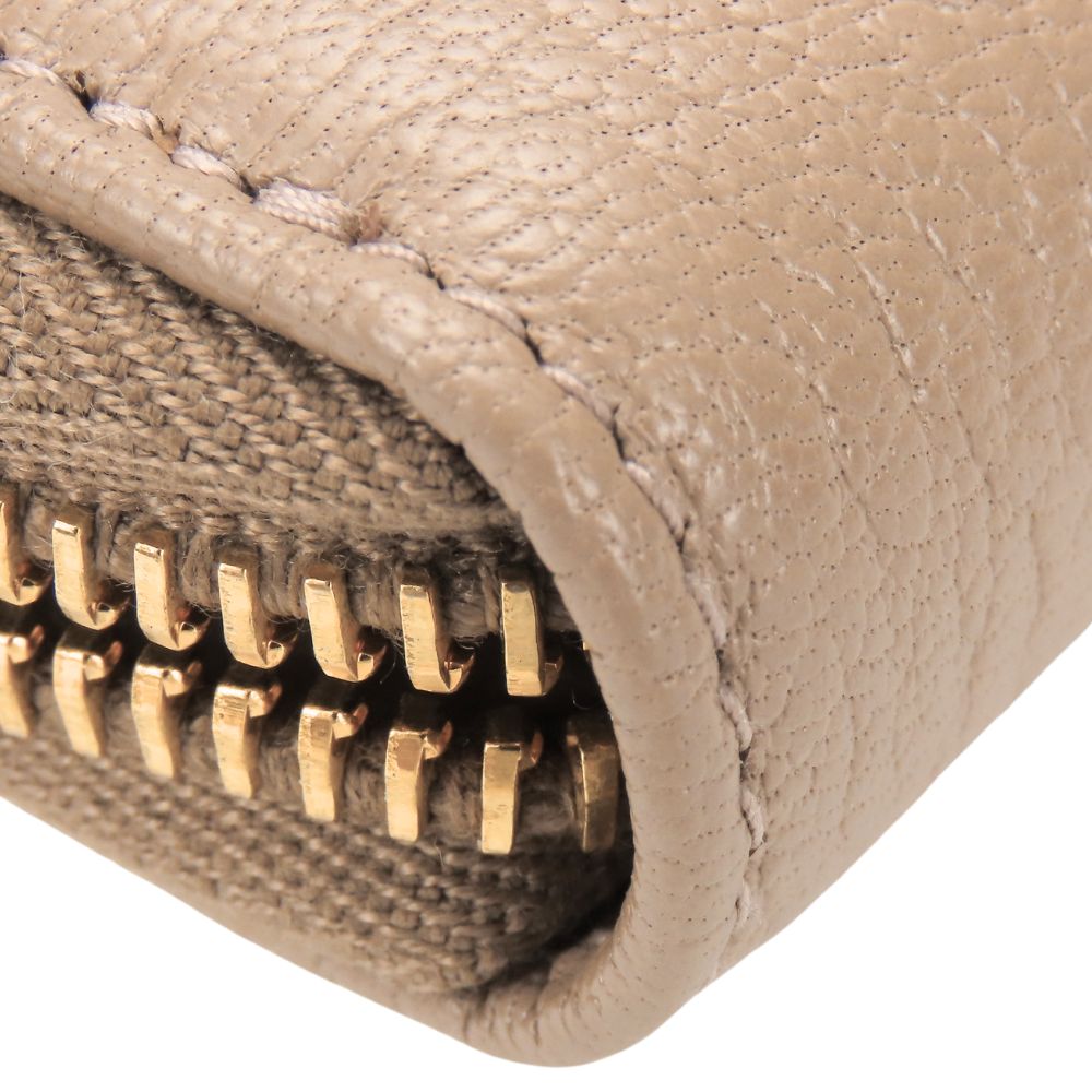 Miumiu Long Wallet Purse 5M0506 Leather Beige Zip Around Women