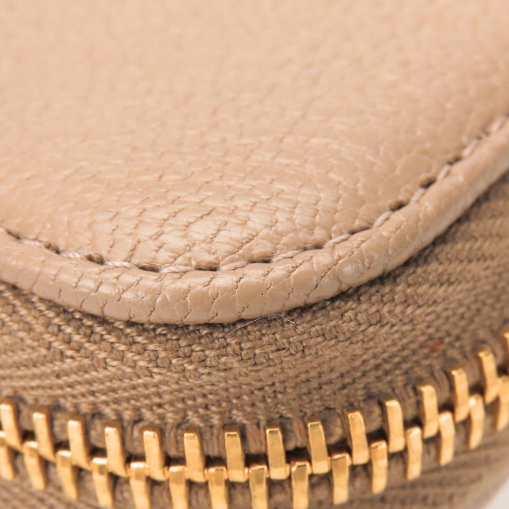 Miumiu Long Wallet Purse 5M0506 Leather Beige Zip Around Women