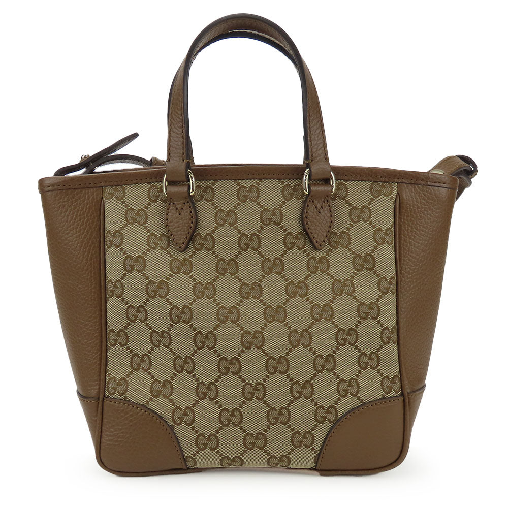 Gucci Handbag 449241 Leather, Gg Canvas Brown Women