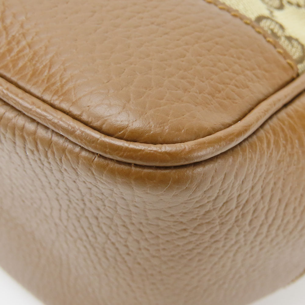 Gucci Handbag 449241 Leather, Gg Canvas Brown Women