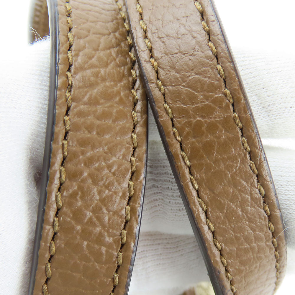 Gucci Handbag 449241 Leather, Gg Canvas Brown Women