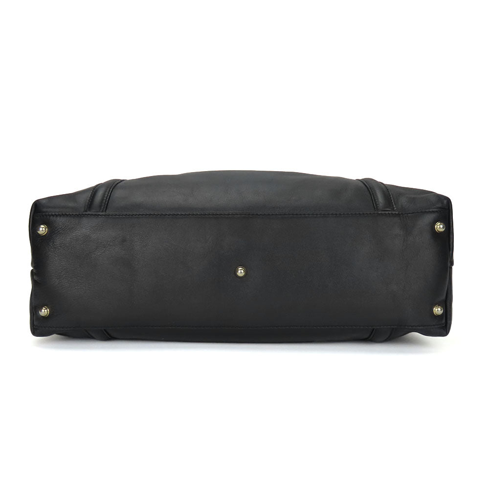 Gucci Tote Bag 162094 Leather Black Newbrit Double G Women