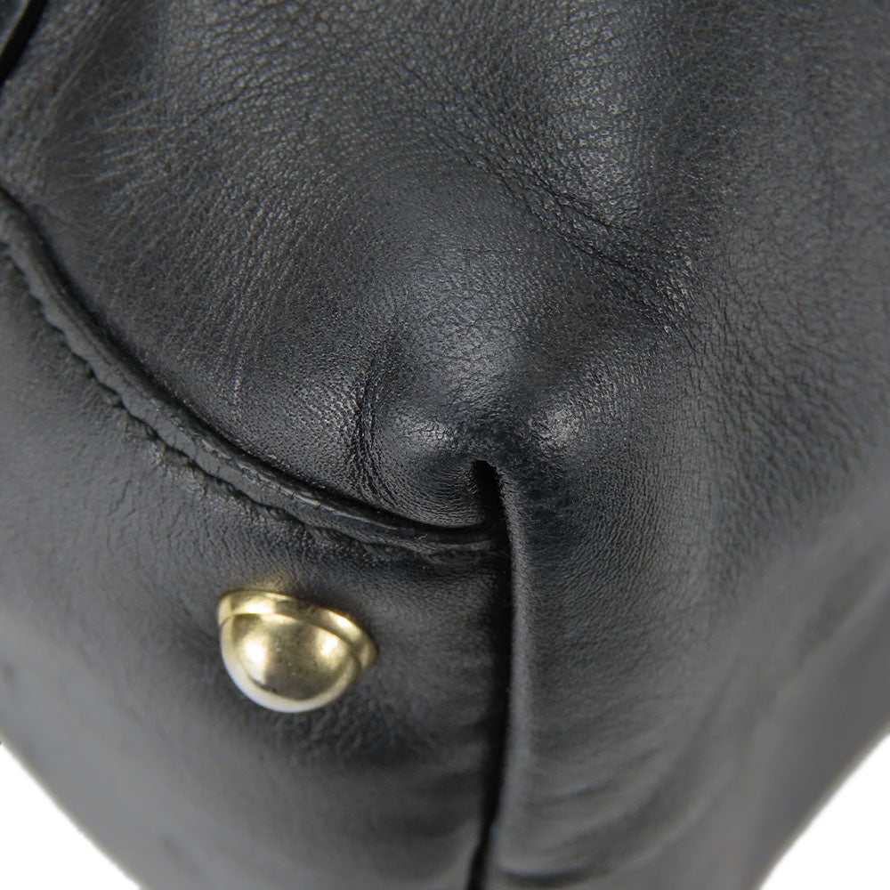 Gucci Tote Bag 162094 Leather Black Newbrit Double G Women