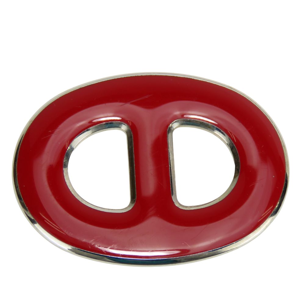 Hermes Scarf Ring Metal Red Women