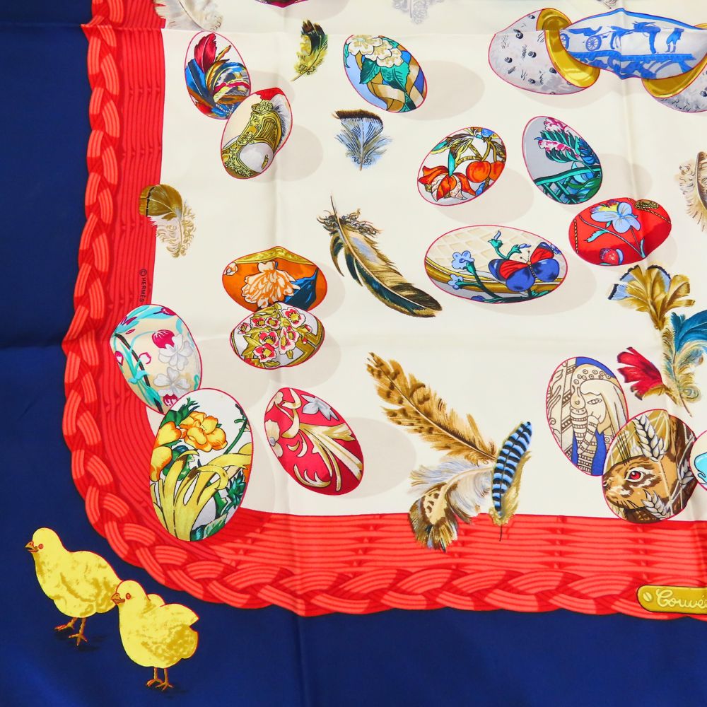 Hermes Scarf Silk Navy Couvee D'Hermes Carre90
