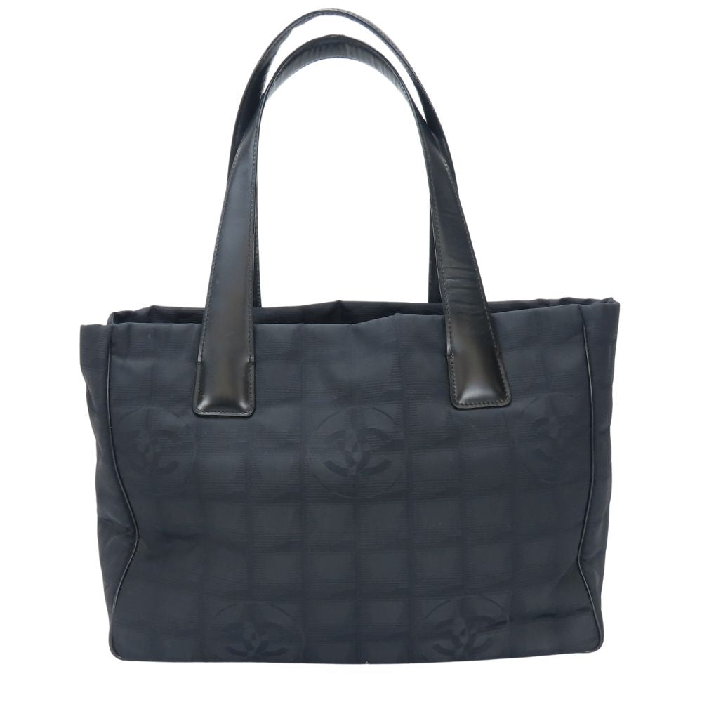 Chanel Tote Bag Jacquard Nylon Black Coco Mark New Travel Line