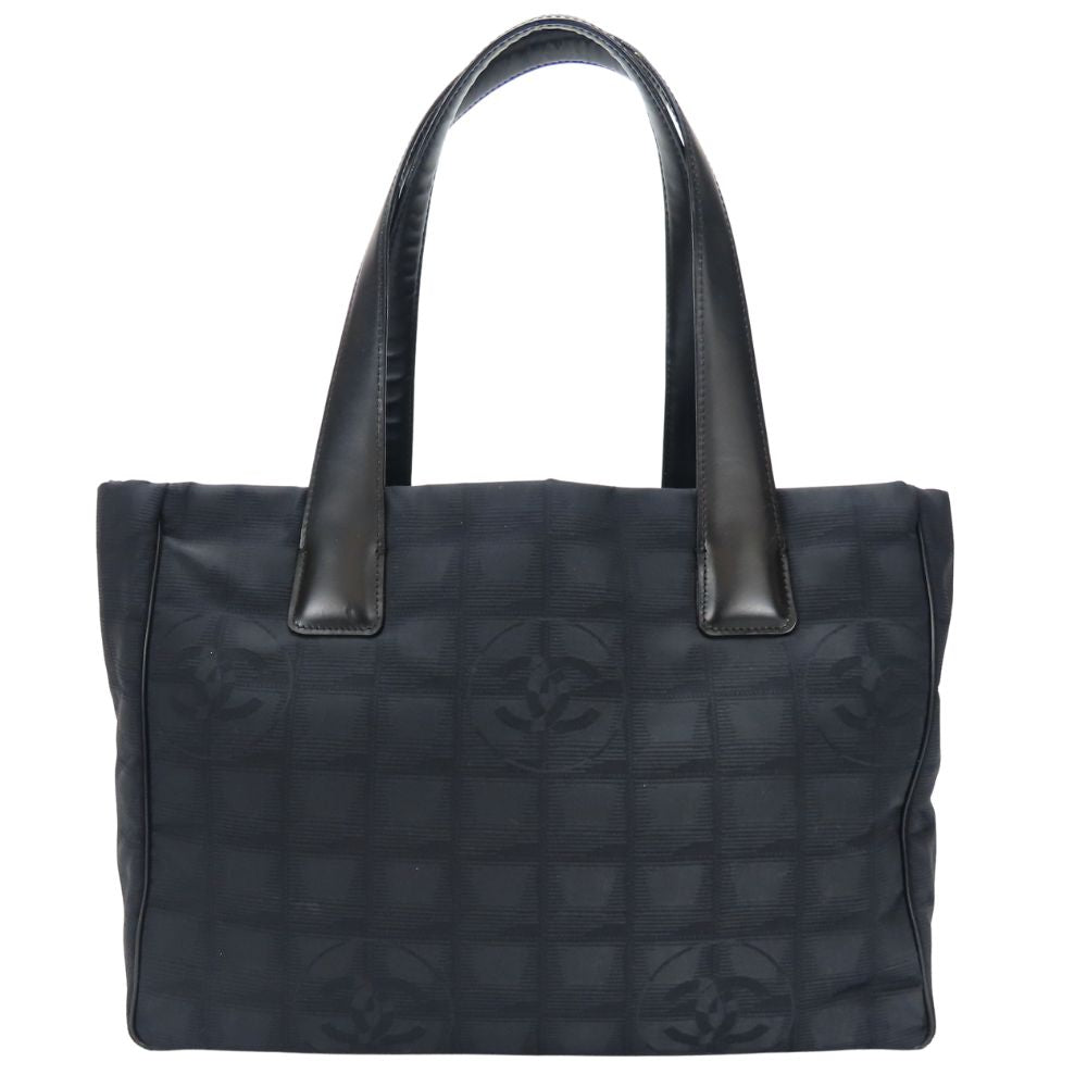 Chanel Tote Bag Jacquard Nylon Black Coco Mark New Travel Line