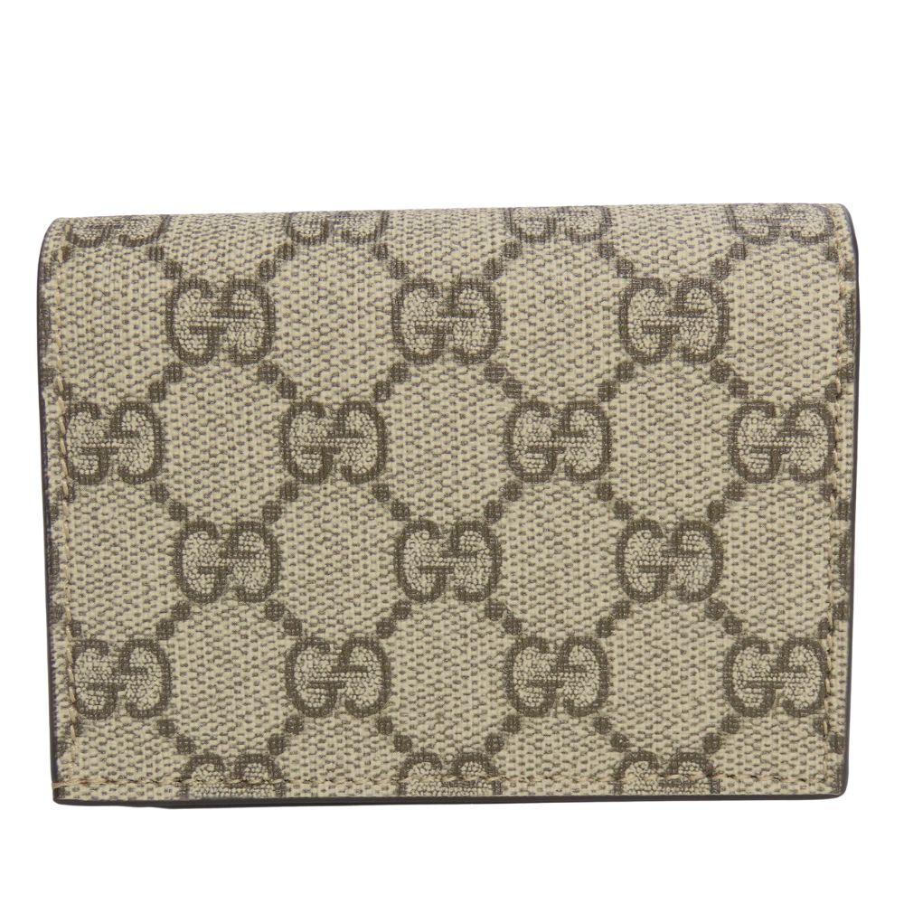 Gucci Bifold Wallet 658610 Gg Supreme Canvas, Leather Two-Tone Color (Beige) Gg Marmont Women