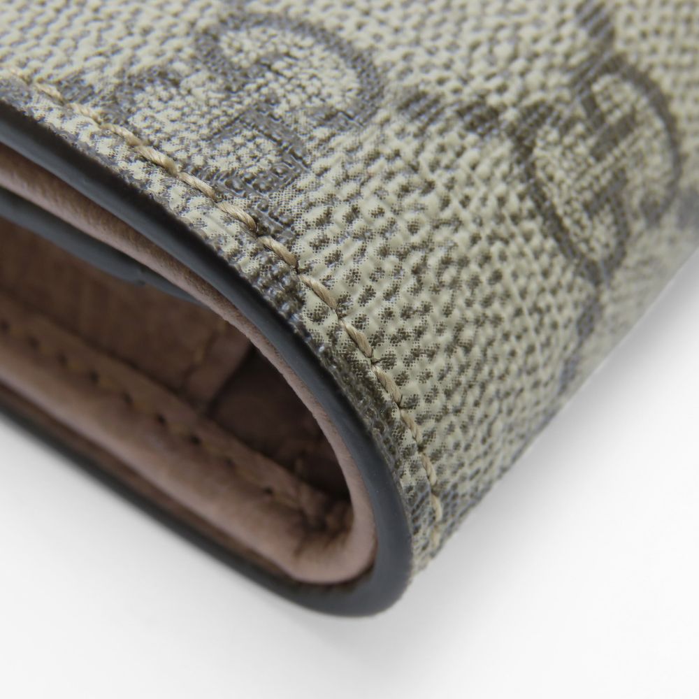 Gucci Bifold Wallet 658610 Gg Supreme Canvas, Leather Two-Tone Color (Beige) Gg Marmont Women