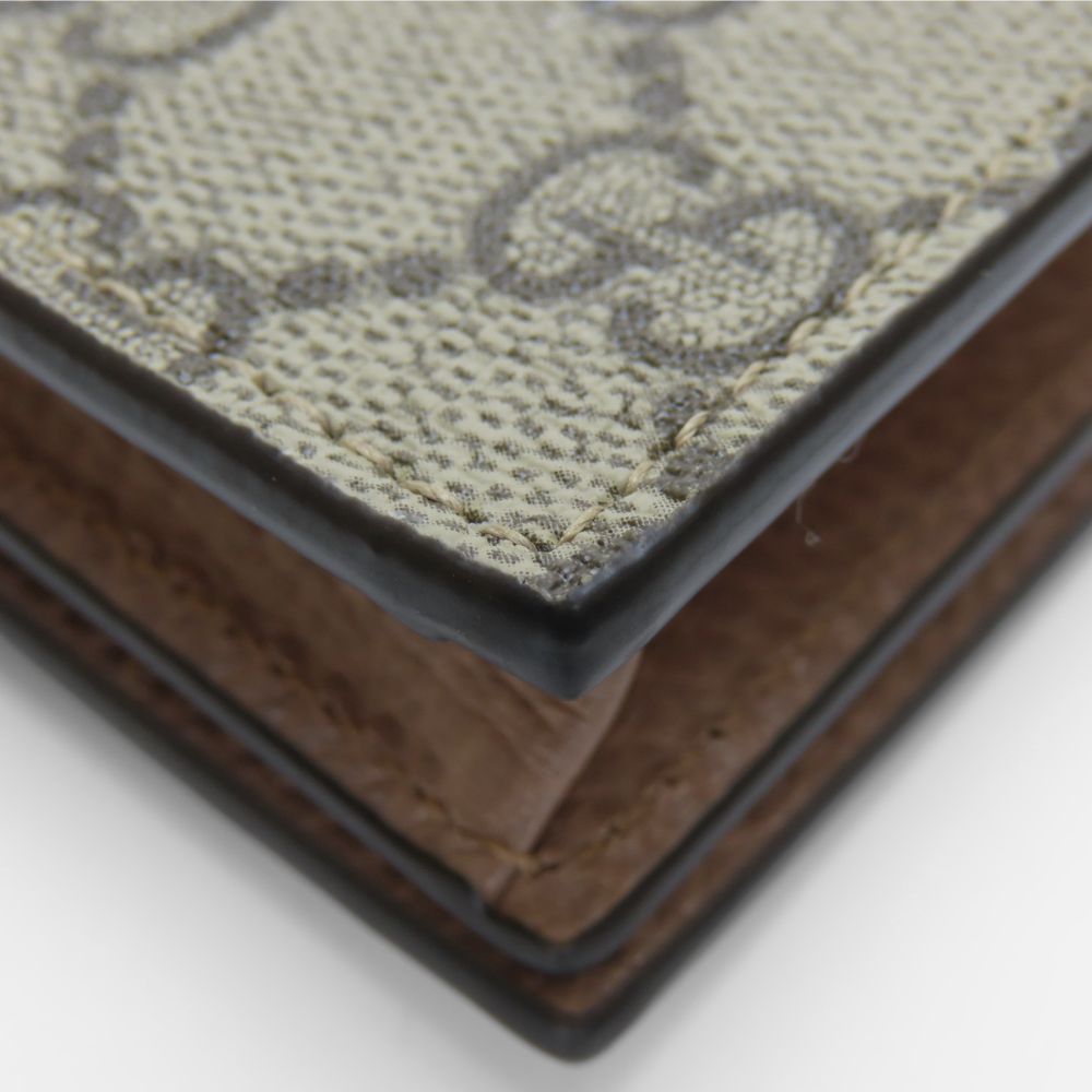 Gucci Bifold Wallet 658610 Gg Supreme Canvas, Leather Two-Tone Color (Beige) Gg Marmont Women