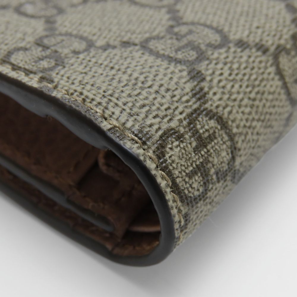 Gucci Bifold Wallet 658610 Gg Supreme Canvas, Leather Two-Tone Color (Beige) Gg Marmont Women