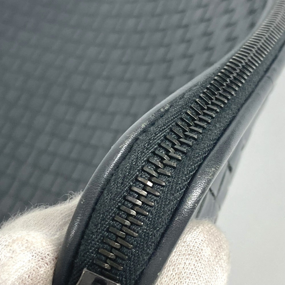 Bottegaveneta Clutch Bag Leather Gray Intrecciato L-Shaped Fastener