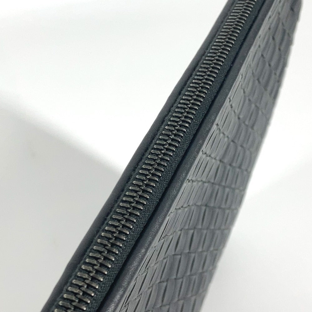 Bottegaveneta Clutch Bag Leather Gray Intrecciato L-Shaped Fastener