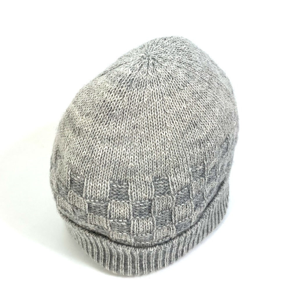 Louis Vuitton Knit Hat Wool Gray Damier Beanie Women M