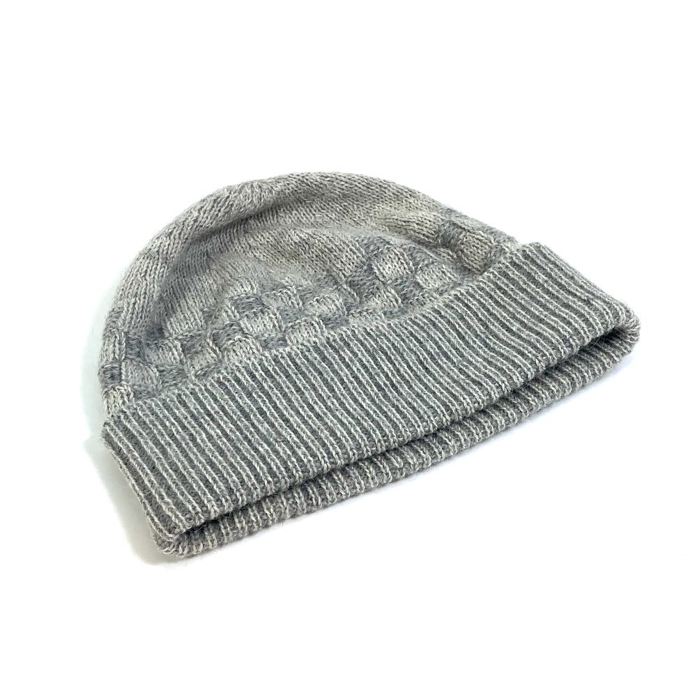 Louis Vuitton Knit Hat Wool Gray Damier Beanie Women M