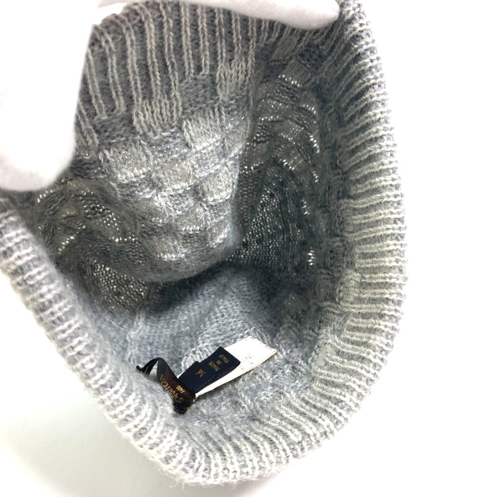 Louis Vuitton Knit Hat Wool Gray Damier Beanie Women M