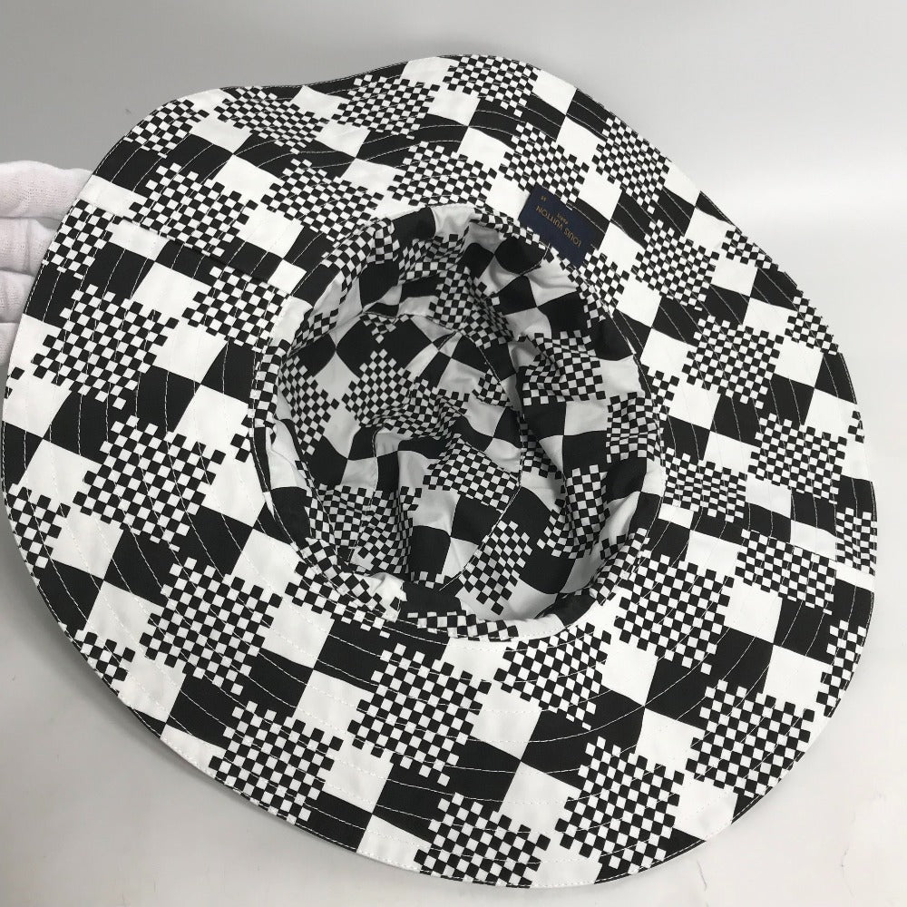 Louis Vuitton Hat Mp2965 Polyester / Cotton Black Distorted Damier Hat Mens