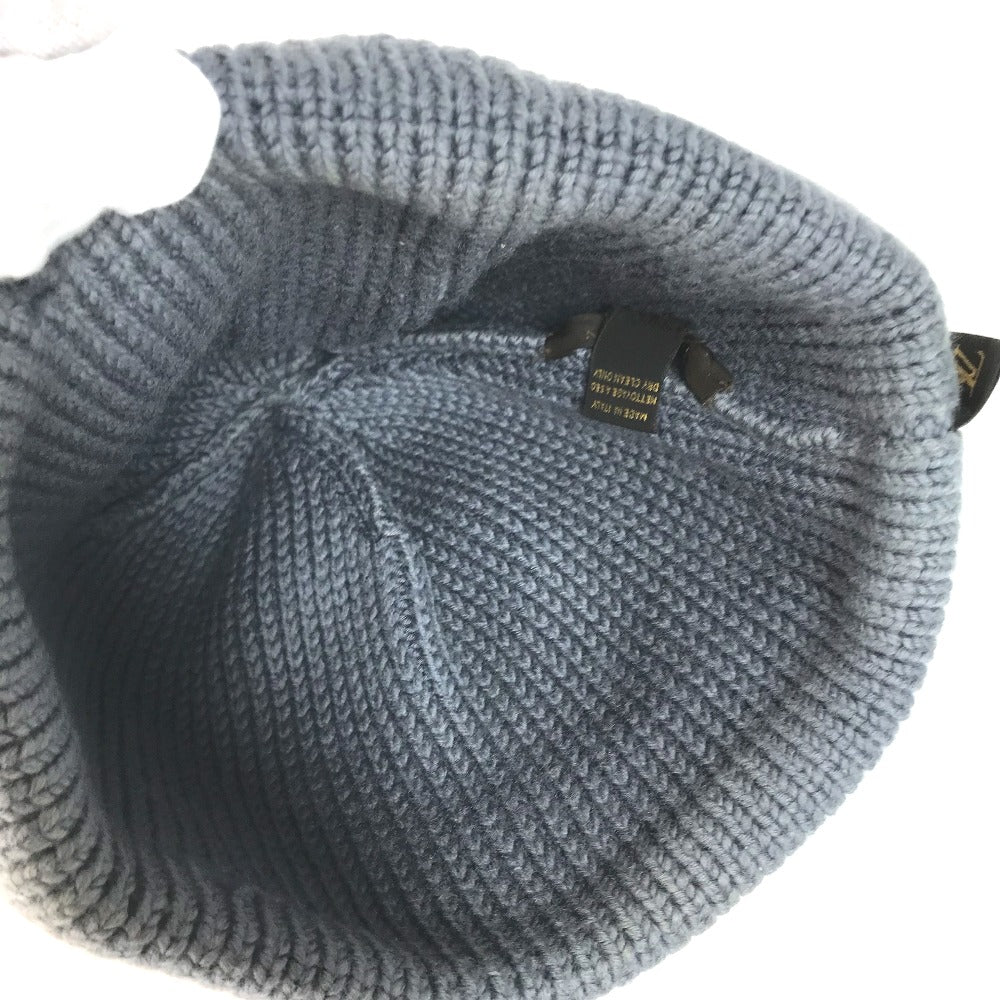 Louis Vuitton Knit Hat Wool Gray Logo Mens