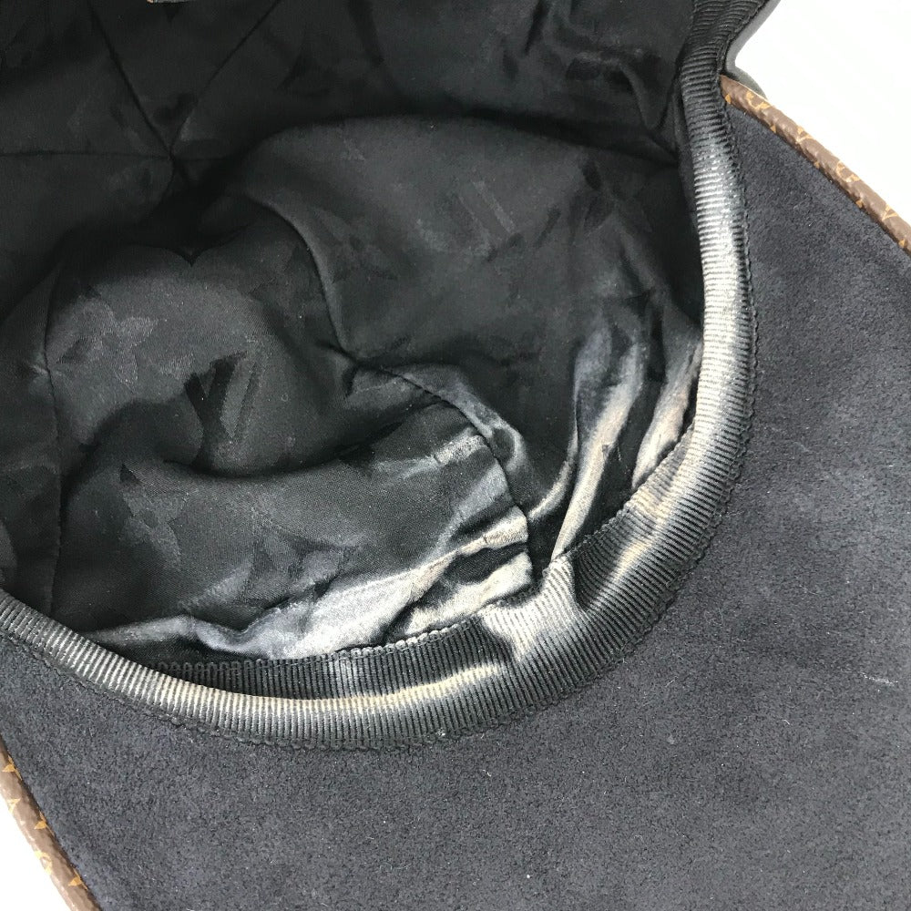 Louis Vuitton Cap M76950 Leather Black Monogram Flower Cap Play L
