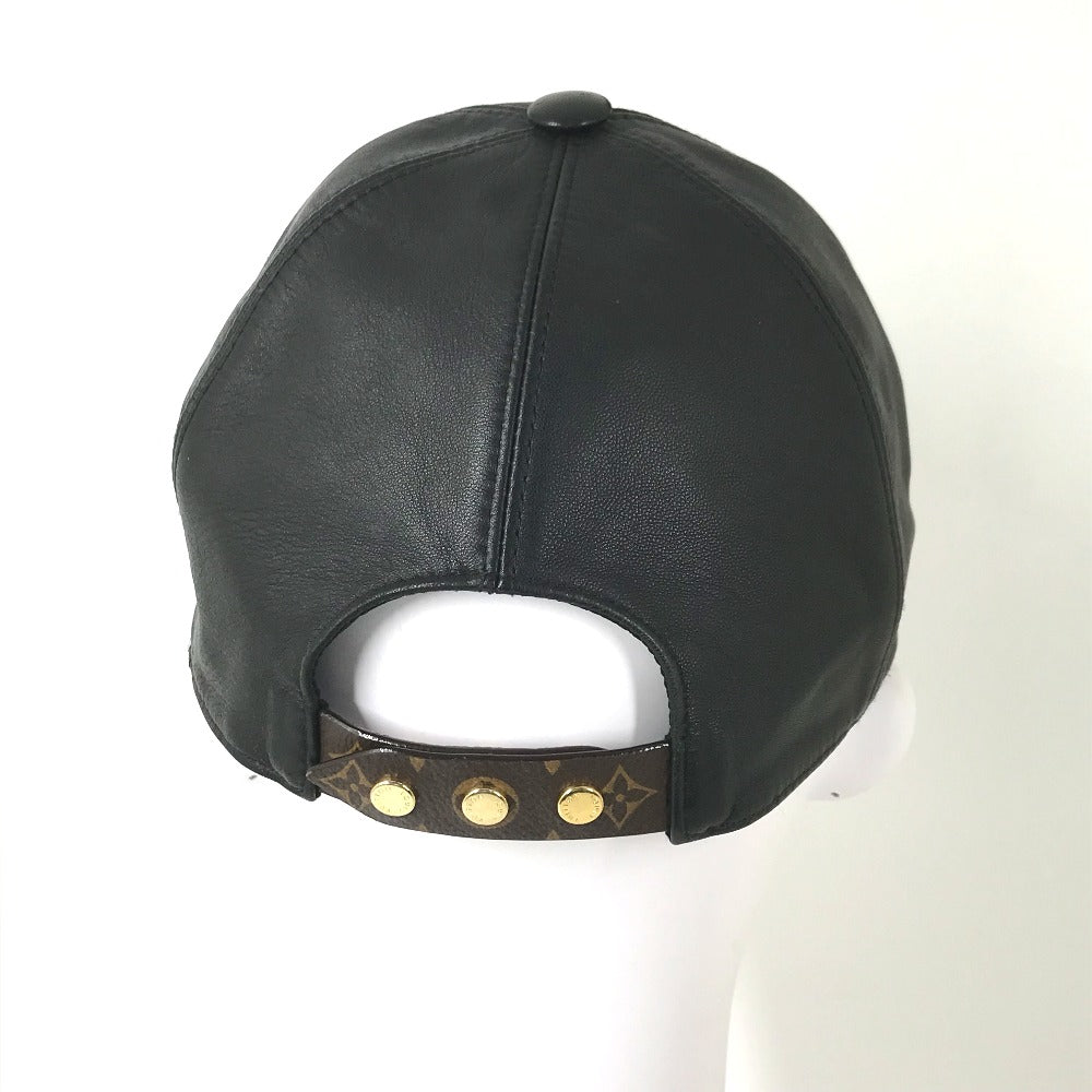 Louis Vuitton Cap M76950 Leather Black Monogram Flower Cap Play L