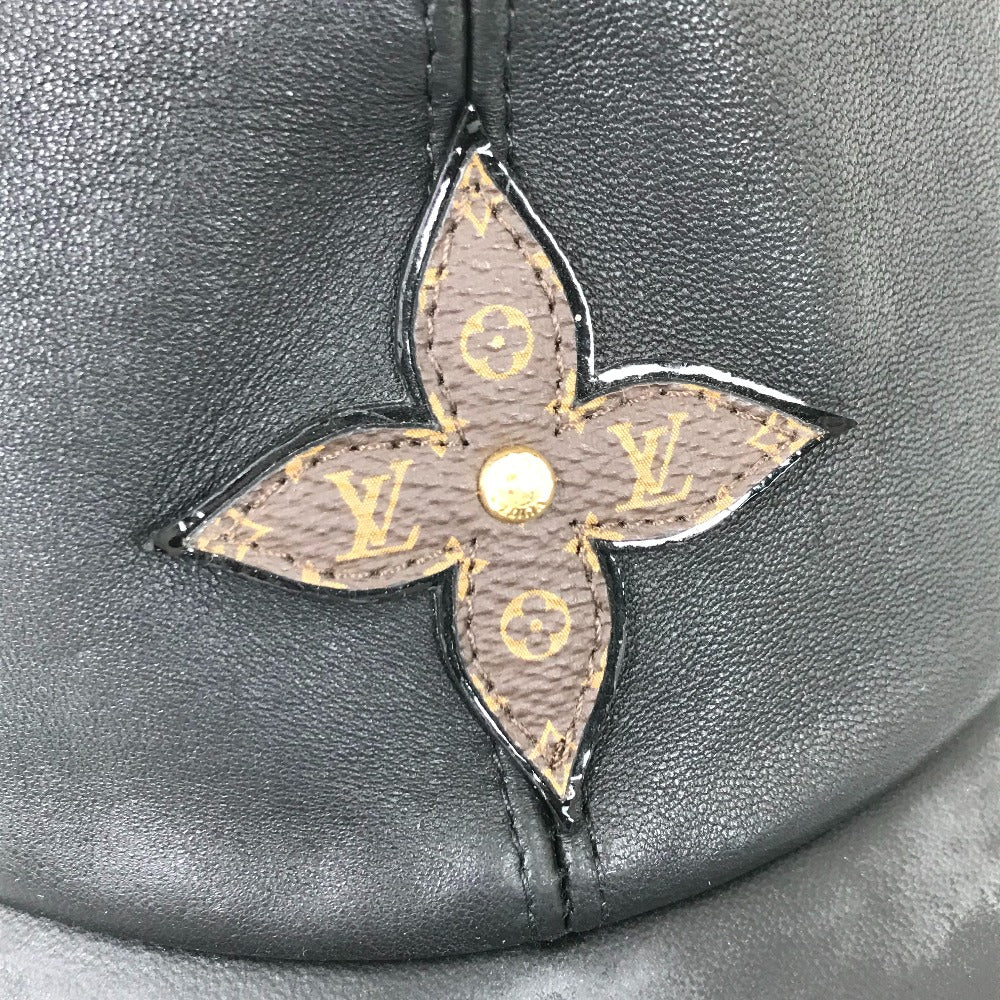 Louis Vuitton Cap M76950 Leather Black Monogram Flower Cap Play L