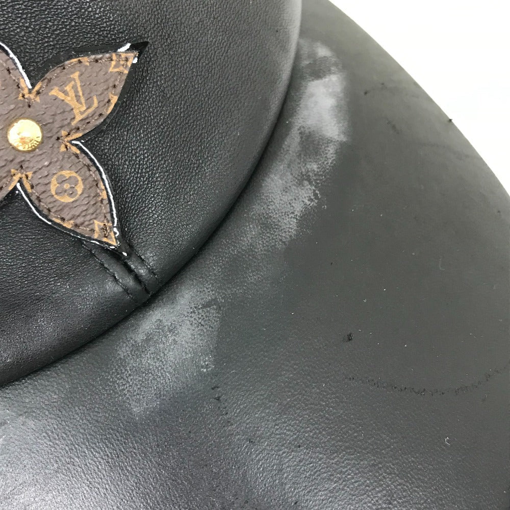 Louis Vuitton Cap M76950 Leather Black Monogram Flower Cap Play L