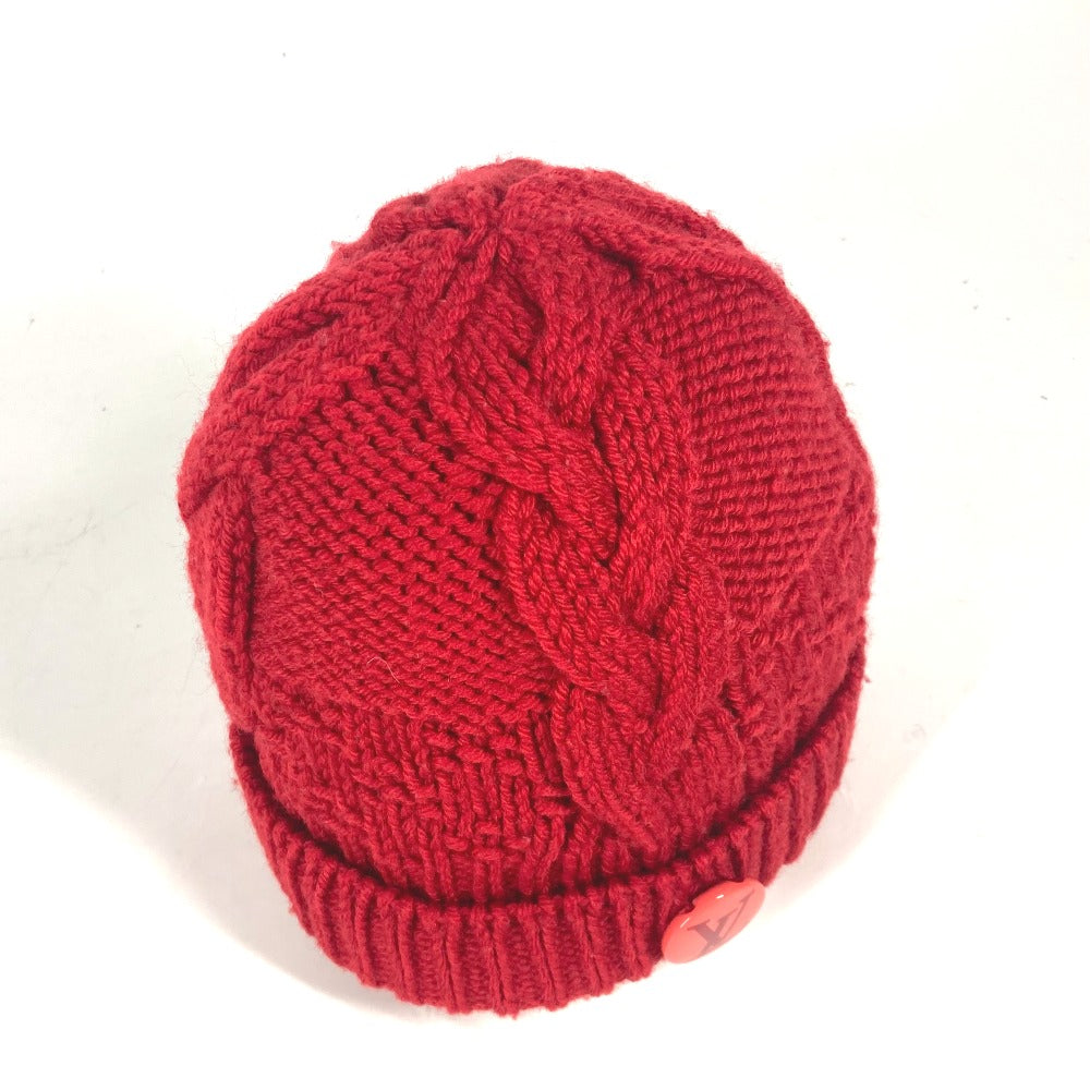 Louis Vuitton Knit Hat Wool Red With Can Badge Pone Constance Women