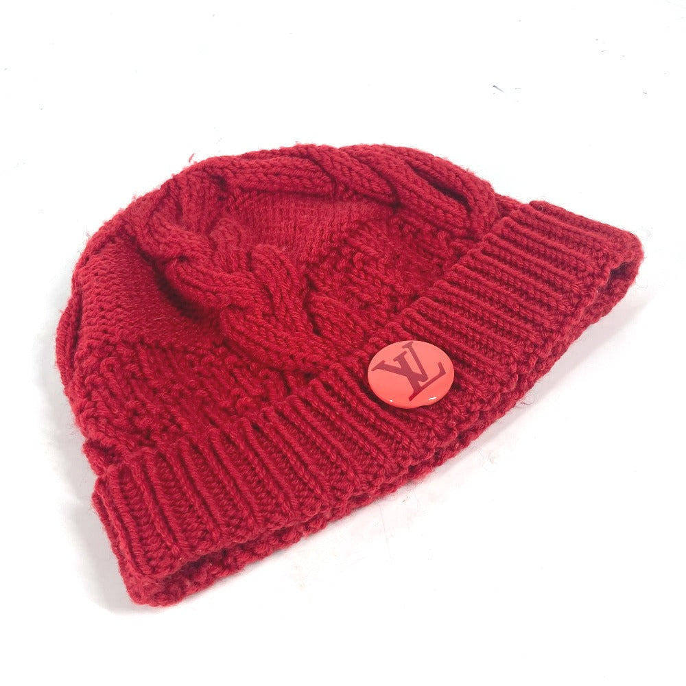 Louis Vuitton Knit Hat Wool Red With Can Badge Pone Constance Women