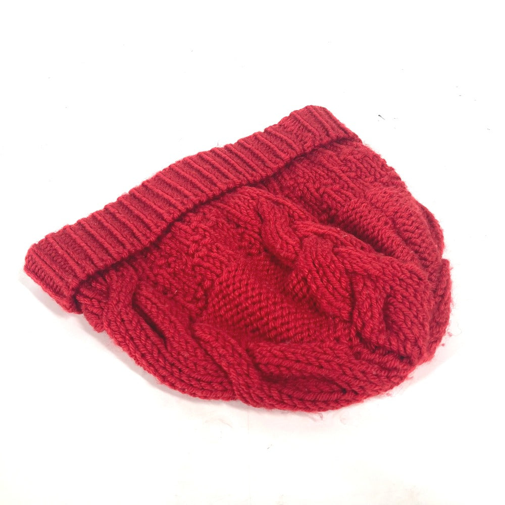 Louis Vuitton Knit Hat Wool Red With Can Badge Pone Constance Women