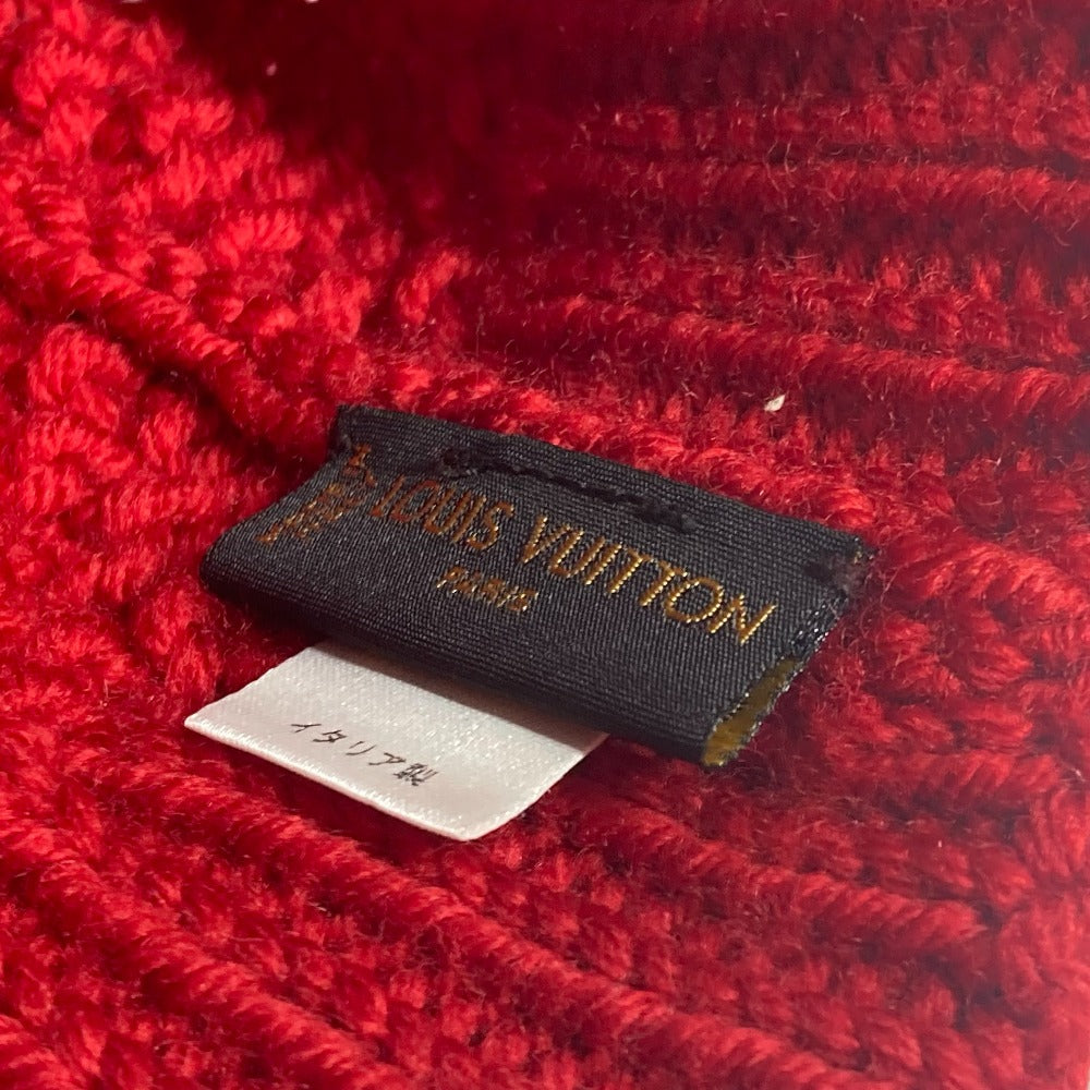 Louis Vuitton Knit Hat Wool Red With Can Badge Pone Constance Women