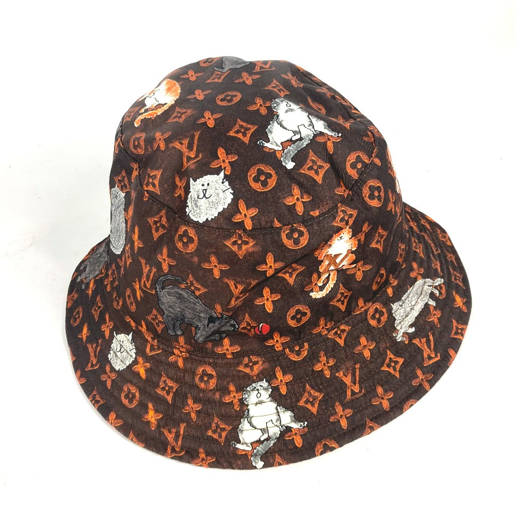 Louis Vuitton Hat Mp2262 Nylon Brown Monogram Catgram Cat Bucket Hat Women