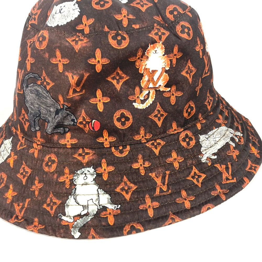 Louis Vuitton Hat Mp2262 Nylon Brown Monogram Catgram Cat Bucket Hat Women