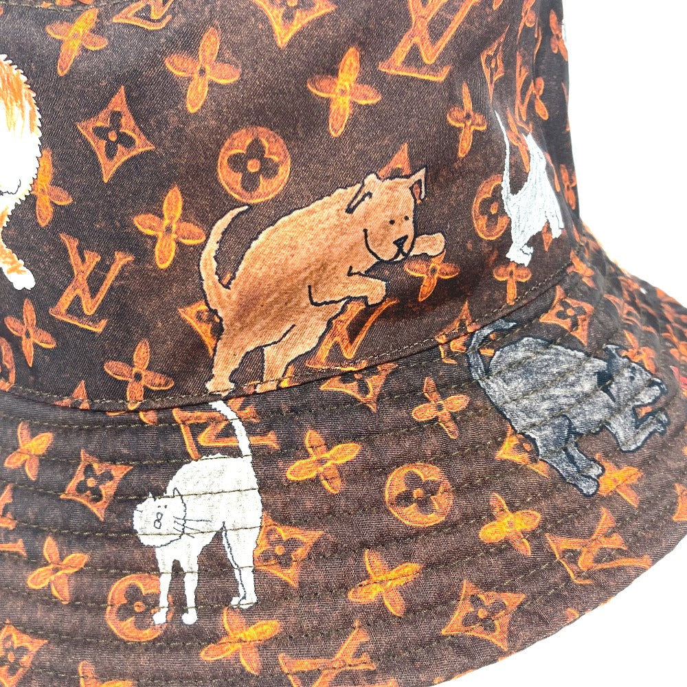 Louis Vuitton Hat Mp2262 Nylon Brown Monogram Catgram Cat Bucket Hat Women
