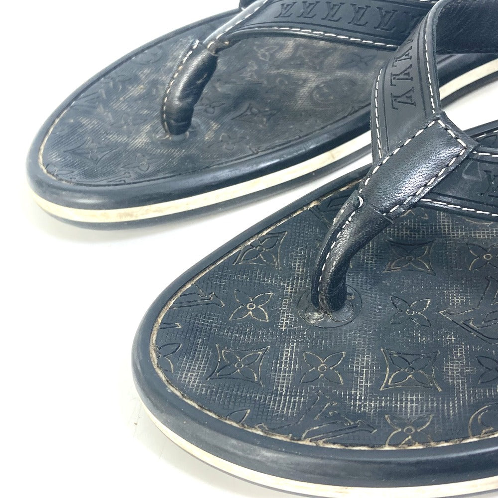 Louis Vuitton Sandals Rubber, Leather Black Monogram Ribbon Women 37.5
