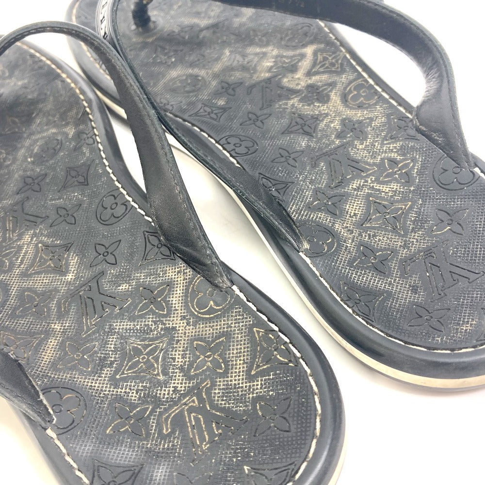 Louis Vuitton Sandals Rubber, Leather Black Monogram Ribbon Women 37.5