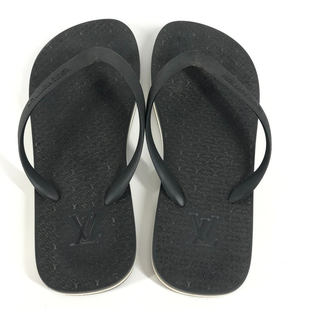 Louis Vuitton Sandals Rubber Black Monogram Logo Beach Sandals Mens 8