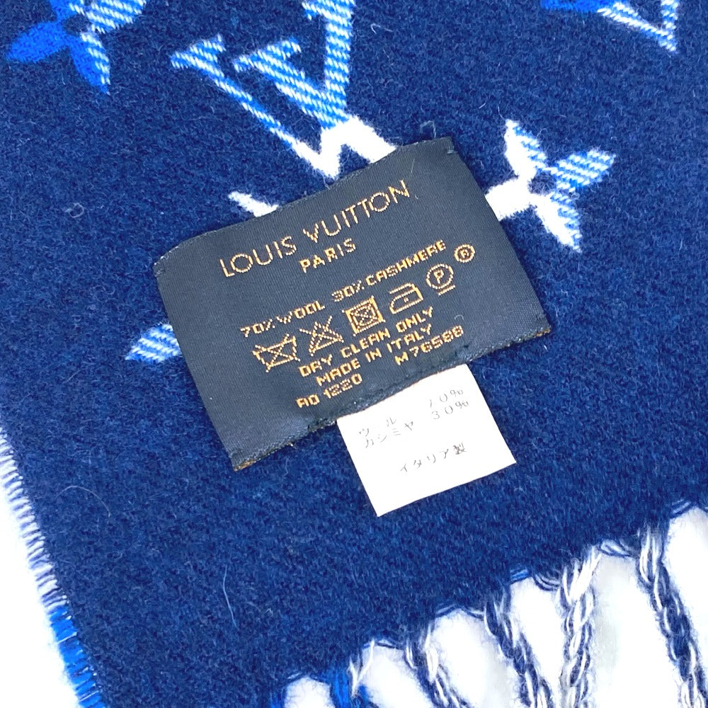 Louis Vuitton Scarf M76588 Wool, Cashmere Blue Escharpe Monogram Check Block Women
