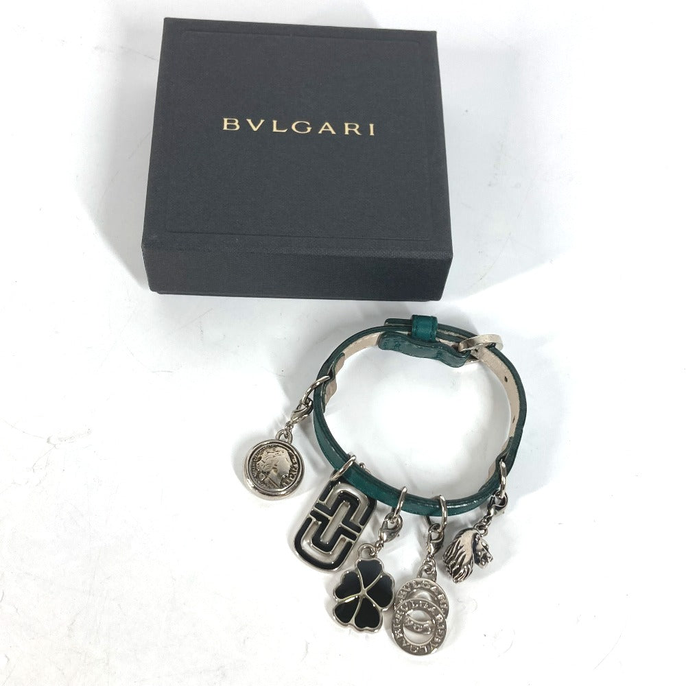 Bvlgari Bracelet Leather Green Bvlgari Bvlgari Logo 5 Icon Charms Mens