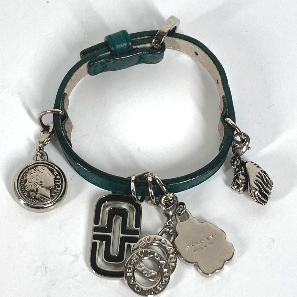 Bvlgari Bracelet Leather Green Bvlgari Bvlgari Logo 5 Icon Charms Mens