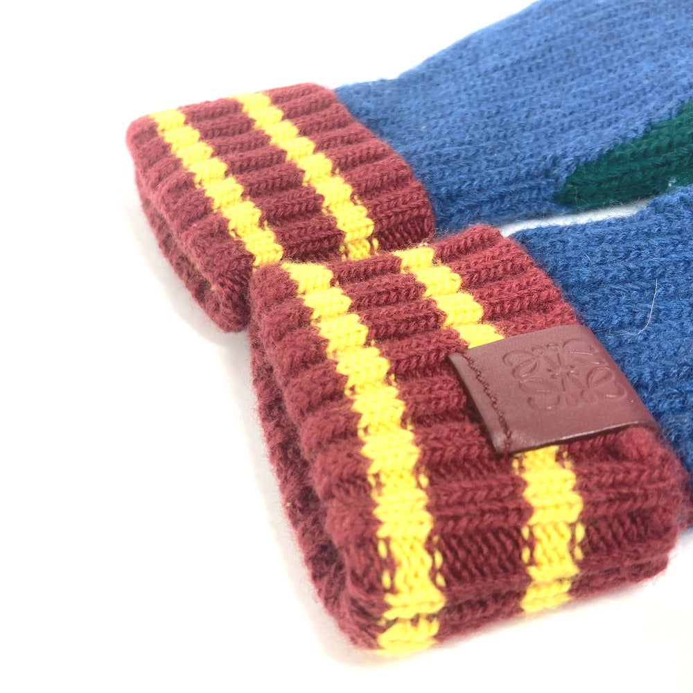 Loewe Gloves Wool Blue Accessories Anagram Logo