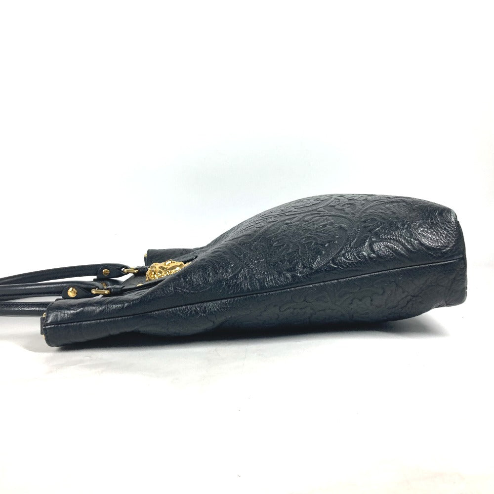 Versace Handbag Leather Black Logo Medusa Unisex(Unisex)