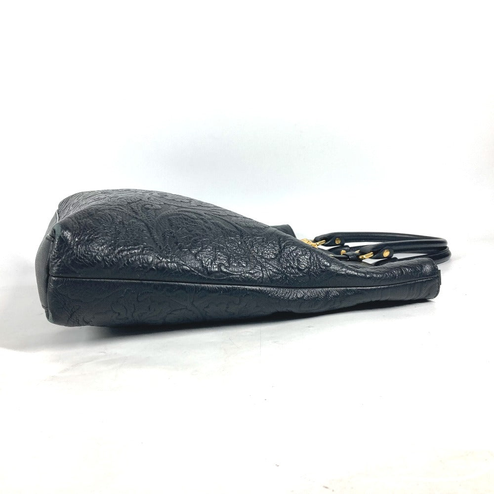 Versace Handbag Leather Black Logo Medusa Unisex(Unisex)
