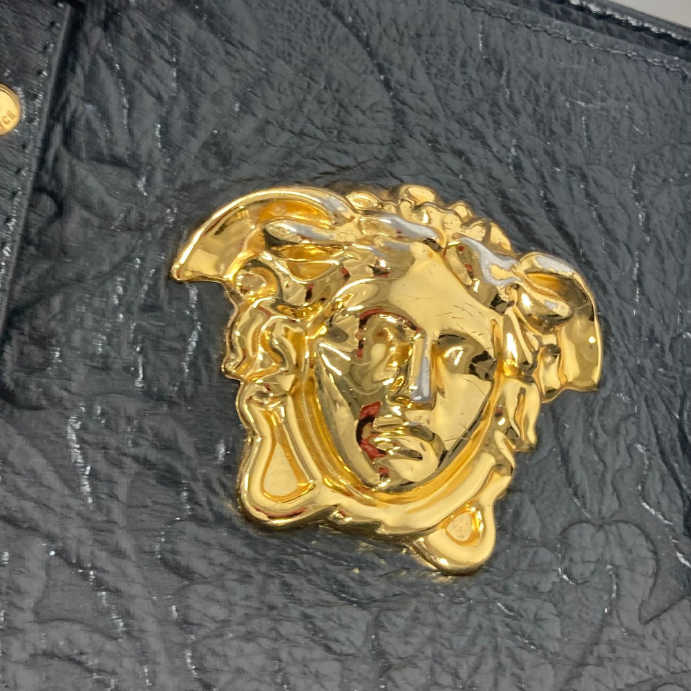 Versace Handbag Leather Black Logo Medusa Unisex(Unisex)