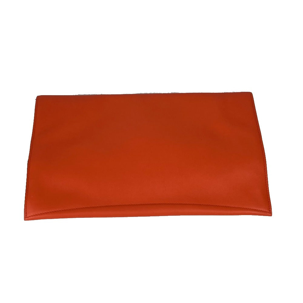 Hermes Clutch Bag Swift Orange Flap Pouch Puri Plat